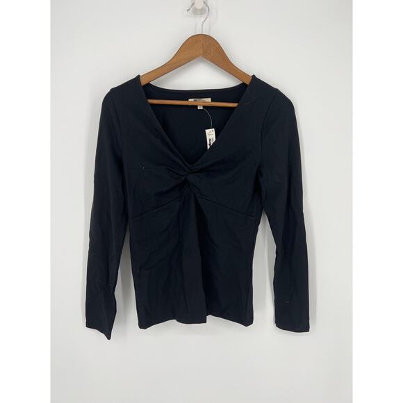 Madewell Black Brushed Ruched-Front Top NWT Size Small - Picture 9 of 11